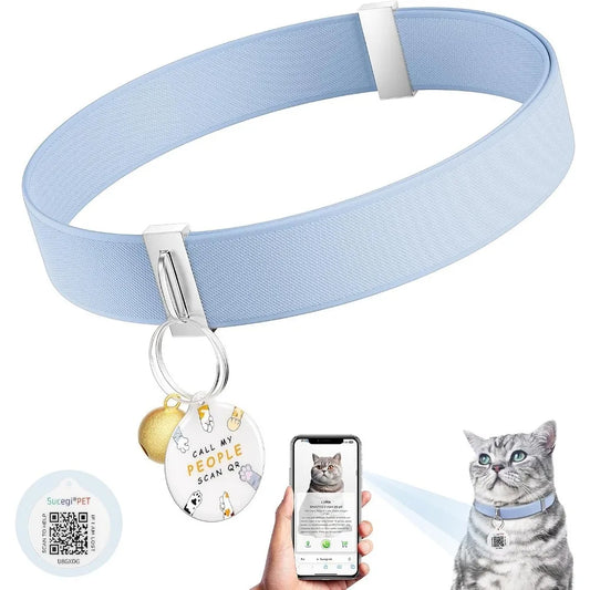 Stretch Elastic Cat Collar with Bell – Quick Release, Modifiable Pet Profile Page & Multiple Emergency Contact Options