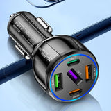 75W multi-port car charger – fast USB car adapter with multiple charging ports, phone & device charger for cars and travel