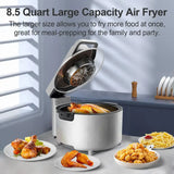 8.5 QT Large Capacity Air Fryer with Clear-View Window – Family Size Non-Stick Basket