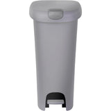 12-Gallon Slim Plastic Step-On Trash Can with Lock Lid – Gray Kitchen Bin