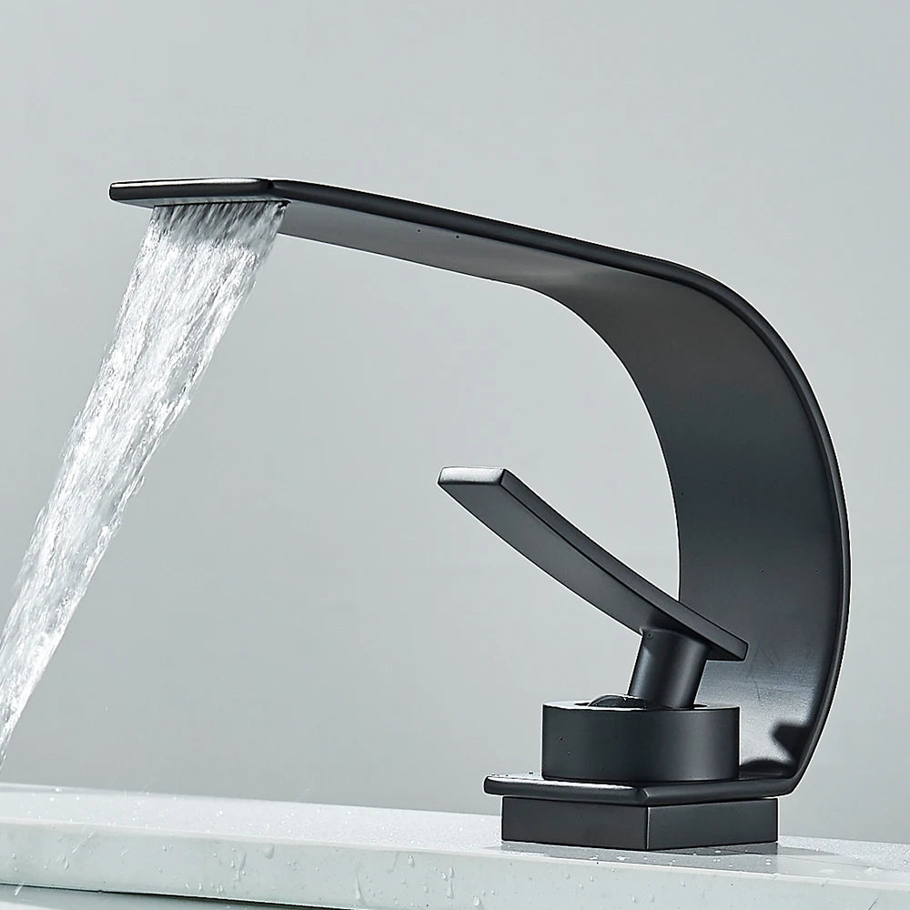 Waterfall Bathroom Sink Faucet – Single-Handle Hot & Cold Mixer Tap
