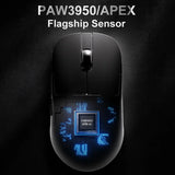 AJ159 Apex Wireless Gaming Mouse – 58g Lightweight, 42,000 DPI PAW3950/3395 Sensor, Tri-Mode Bluetooth/2.4G/Wired