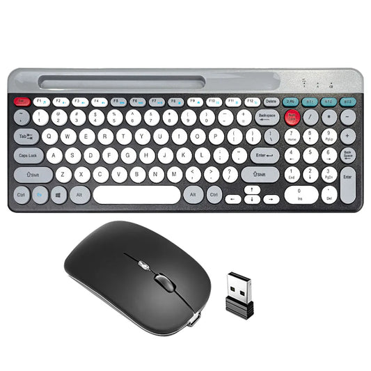 2.4G + Bluetooth Dual-Mode Keyboard & Mouse Combo – Multi-Device Wireless Set with Phone Holder for Mac, iOS, Android & Windows