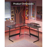 47″ Shaped Gaming & Computer Corner Desk – Carbon Fiber Surface with Monitor Stand for Home Office