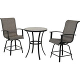 “3-Piece Counter Height Patio Bar Set with Modern Round Table & Swivel Bar Stools – Outdoor Pool, Garden & Backyard Deck Furniture”