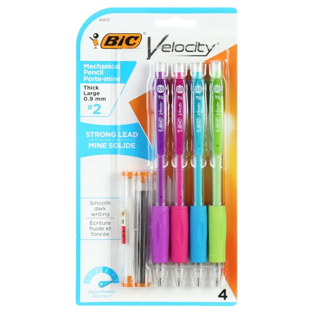 0.9 mm Mechanical Pencils – Shatter-Resistant, Refillable Erasers & Comfortable Grip (4-Pack)