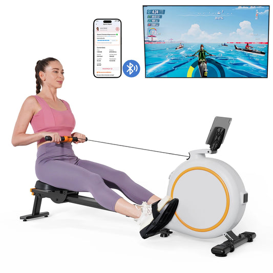 Home Rowing Machine — 32-Level Adjustable Magnetic Resistance, LED Monitor, Tablet Holder, Bluetooth Fitness Trainer