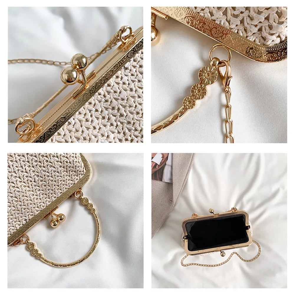 Elegant Hand-Woven Chain Shell Handbag – Exquisite Handmade Design for Weddings, Parties & Special Events