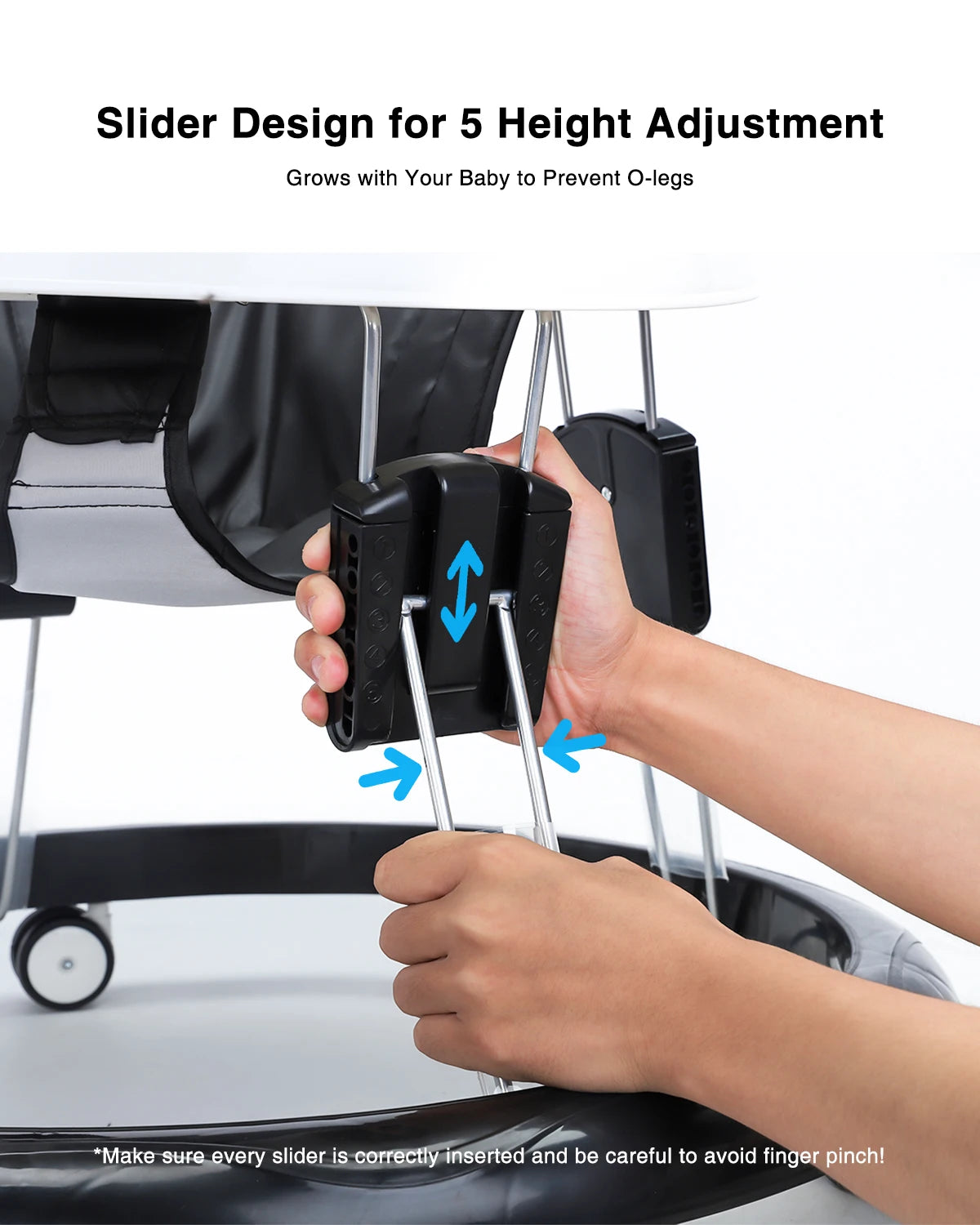 Ubravoo Round Baby Walker – Adjustable Folding Toddler Walker with 9 Height Levels, Universal Wheels & Compact Design (6–18 Months)