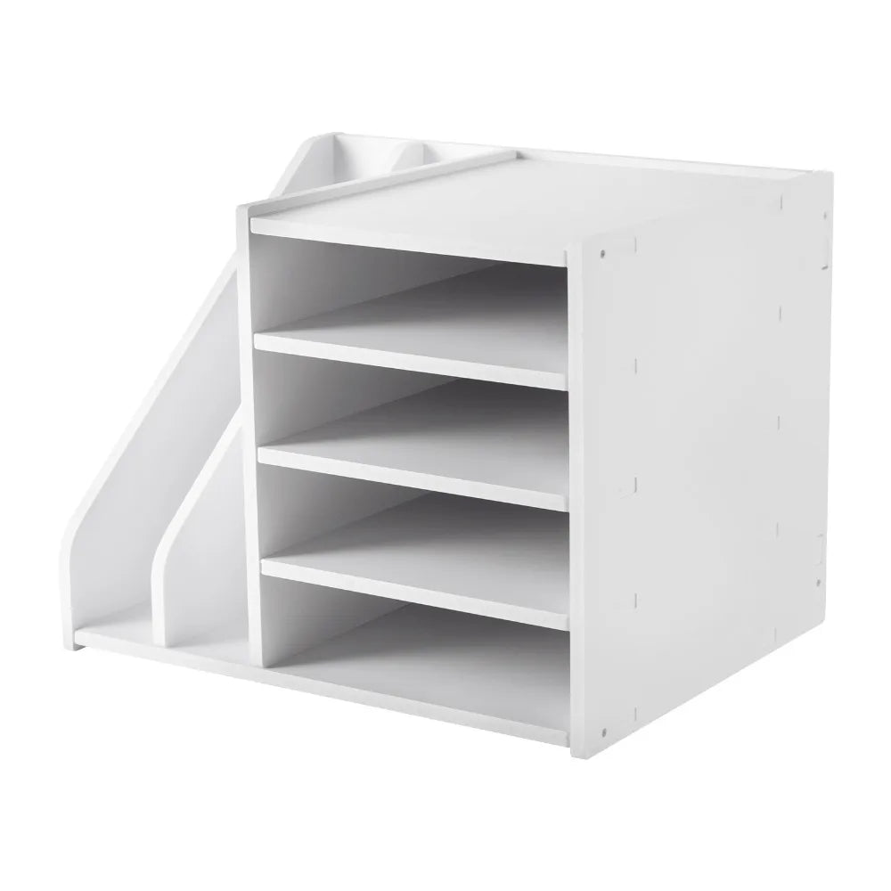 📂 Desktop File Holder Organizer – White PVC Desk File Organizer & Mail Sorter for Office, Home & School