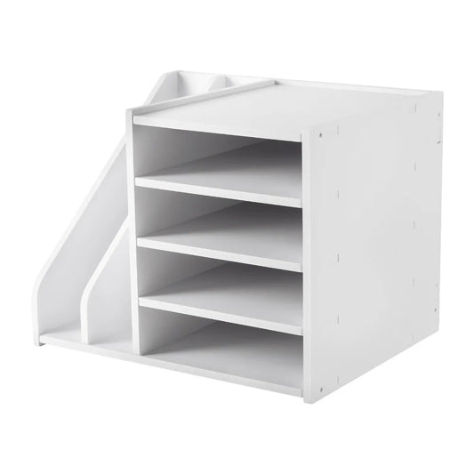 📂 Desktop File Holder Organizer – White PVC Desk File Organizer & Mail Sorter for Office, Home & School