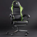 Ergonomic Gaming Chair with Pocket Spring Cushion – High-Back Gaming & Office Chair with Massage Lumbar Pillow, Adjustable Footrest & Headrest