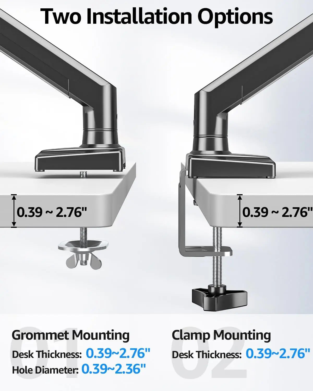 Dual Monitor Stand with Adjustable Arms – Fits 13″–32″ Computer Screens (4.4–19.8 lbs) Height Adjustable Desk Mount