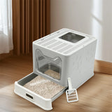 Enclosed Stainless Steel Cat Litter Box with Lid – Large Covered Top-Entry Pan, High-Sided Easy-Clean Design