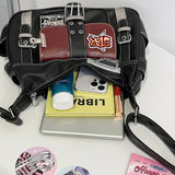 Y2K Punk PU Leather Crossbody Bag – Adjustable Strap Hobo Tote for Women