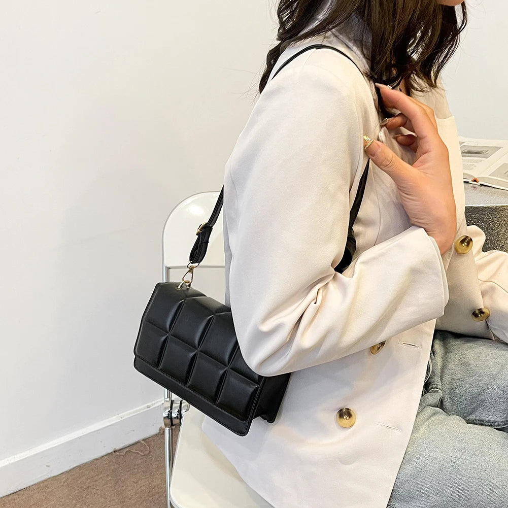 Women’s Classic PU Leather Shoulder Bag — Solid-Color Flap Crossbody Fashion Messenger Purse