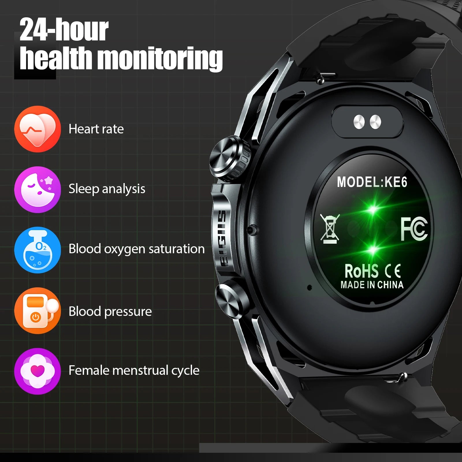 EIGIIS KE6 Smart Watch – 1.43” AMOLED Sports Watch for Men with Bluetooth Call, Health Monitoring & IP68 Waterproof Design