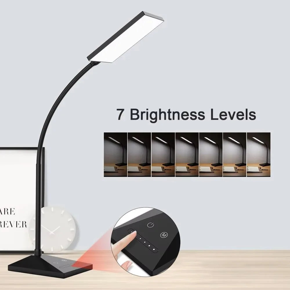 💡 12W 72-LED Flexible Desk Lamp – Touch Control Dimmable Study Light with Gooseneck Design & Eye-Protection