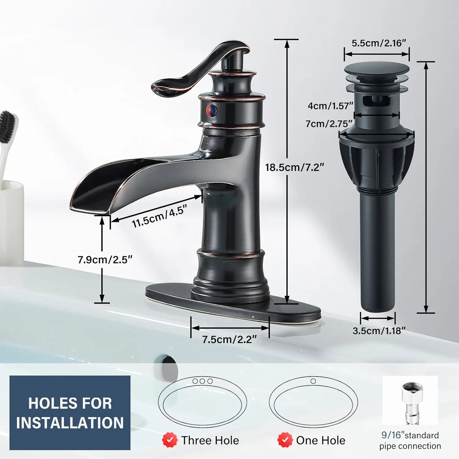 Waterfall Single-Handle Basin Mixer Faucet – Oil-Rubbed Bronze Finish