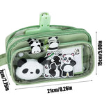 Cute Panda Pencil Case – Large-Capacity Pen Bag with Stickers, Doll & Pins for School 🐼✏️