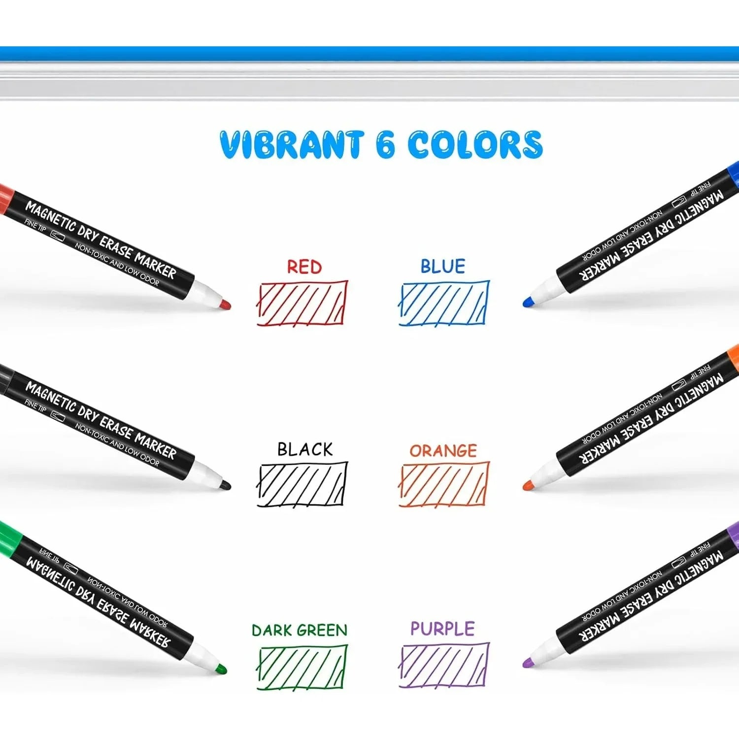 Magnetic Dry Erase Markers & Erasers – 6-Count Color Set with Fine Tips for Calendar & Whiteboards