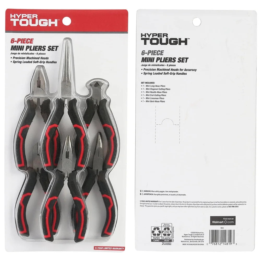 6-Piece Mini Pliers Set – Precision Jewelry & Craft Tools | Durable Soft-Grip Handles for DIY, Beading & Wire Work