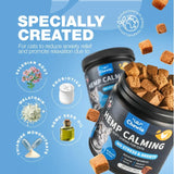 Cat Calming Treats – Hemp & Melatonin Soft Chews with Hemp Seed Oil & Probiotics for Anxiety & Stress Relief