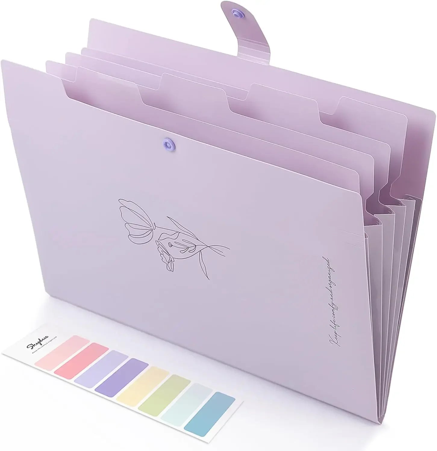 A4 Expanding File Folder – Portable Pocket Organizer with Multiple Sections for School, Office & Home (Purple)