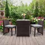 “3-Piece Wicker Patio Bistro Set – Outdoor Furniture with Glass Table & 2 Chairs for Balcony, Garden & Small Spaces”