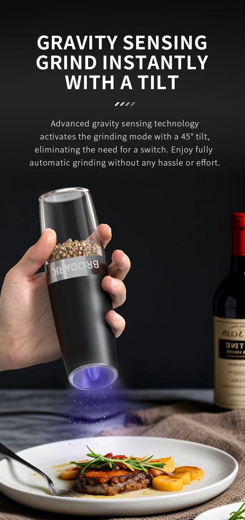Electric Salt and Pepper Grinder Set – Battery Powered with LED Light, 1/2pcs - PulinGO