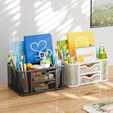 Mesh Desk Organizer with Two Drawers – 5 Compartments, Desktop Pen & Pencil Caddy