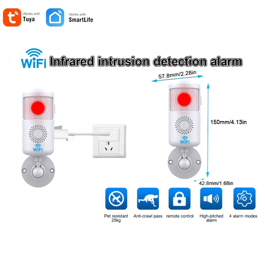 📡 WiFi Tuya Smart PIR Motion Detector – Battery-Powered Infrared Wireless Alarm System with App Alerts