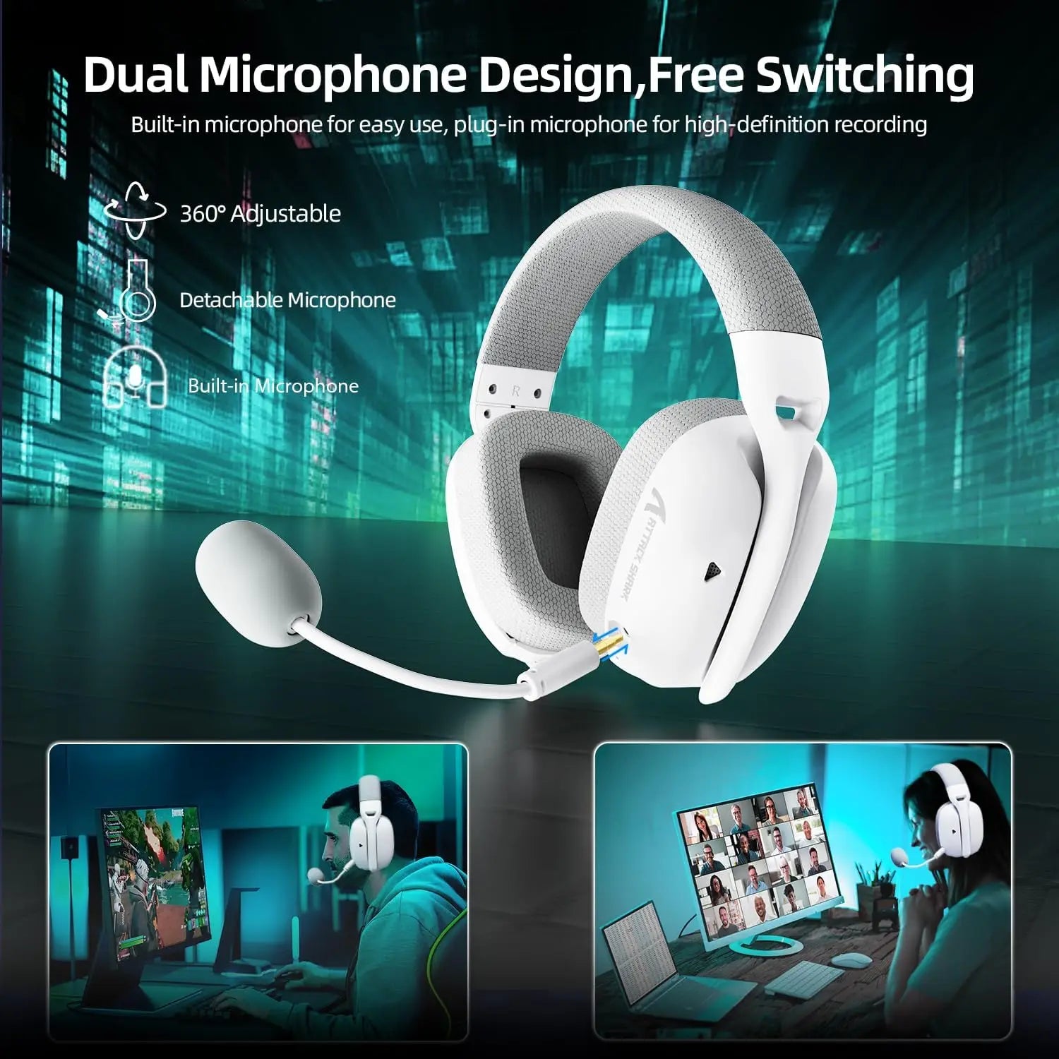 Mambasnake Attack Shark L80 Pro Gaming Headset – Lightweight Over-Ear Stereo Headphones with Mic for PC, PS5, Xbox & Laptops