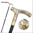 Golden & White Wolf Head Walking Cane – 93cm Fashion Gentleman’s Stick with Flower Totem Relief 🐺🌸
