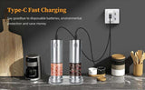 Electric Salt & Pepper Grinder Set – USB Rechargeable with LED Light & Adjustable Grind - PulinGO