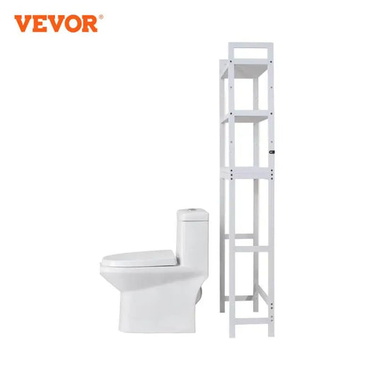 VEVOR Over-the-Toilet Storage Shelf – Adjustable Bamboo Bathroom Organiser with 3 Hooks & Space Saver Rack
