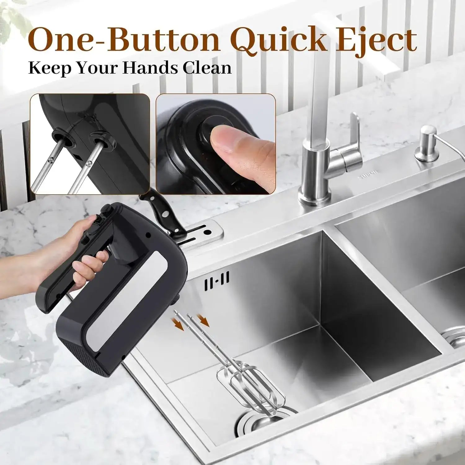 5-Speed Electric Hand Mixer 800W – Handheld Mixer with Turbo, Stainless Steel Attachments & Storage Case