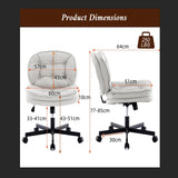 💺 Armless Office Desk Chair – PU Leather Wide Cross-Legged Task Chair with Wheels & Adjustable Swivel