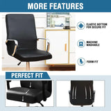 Waterproof Stretch Chair Cover for Office Chairs – PU Leather Slipcover with Elastic Base, Universal Fit Rotating Computer Seat