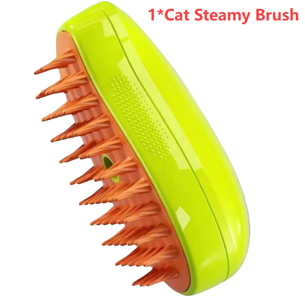 3-in-1 Cat Steamy Brush & Dog Grooming Comb – Self-Cleaning Steam Brush for Massage, Hair Removal & Pet Grooming