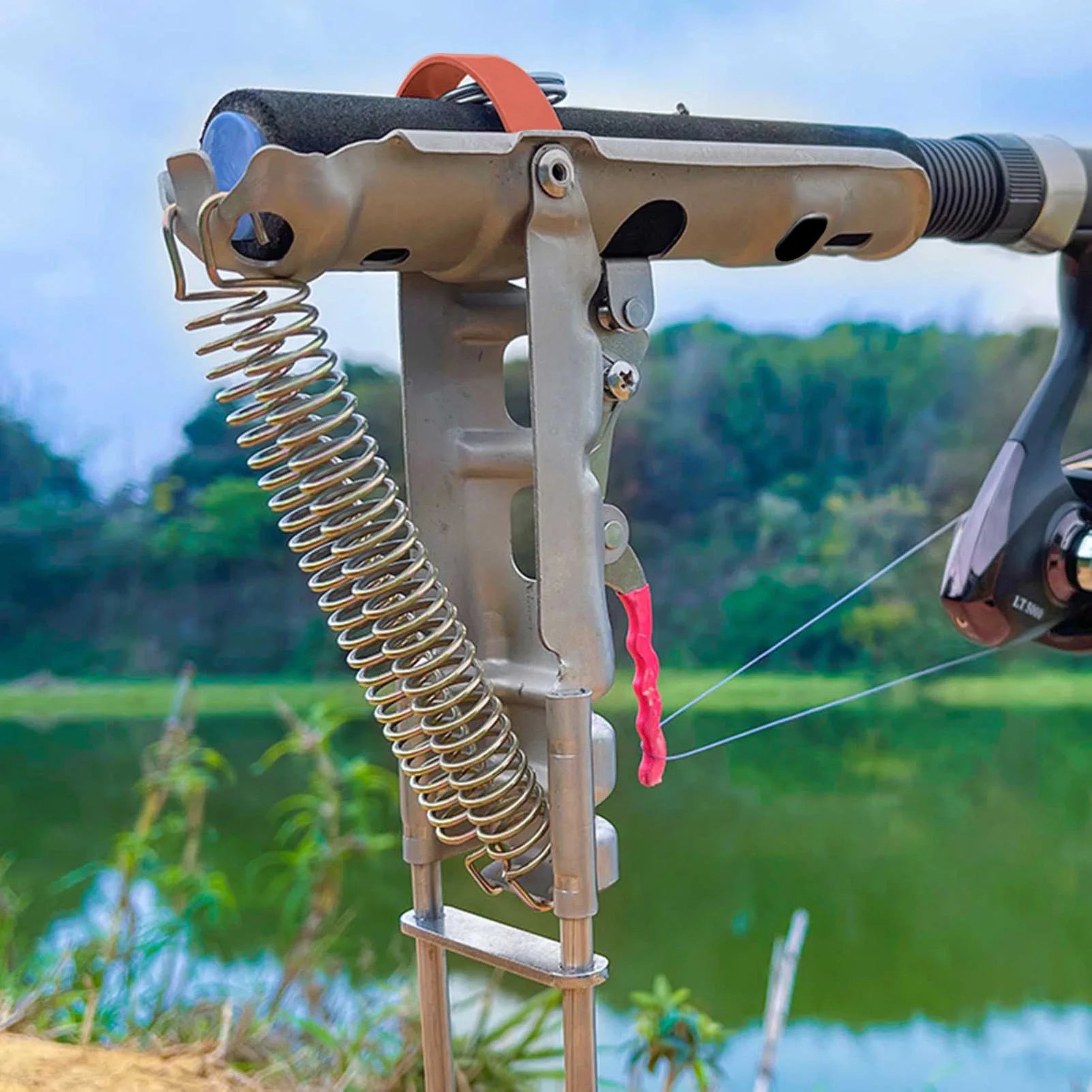 Stainless Steel Automatic Fishing Rod Holder – Spring Loaded Stand Bracket for All Rods 35×17cm 🎣✨
