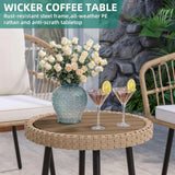 “3-Piece Outdoor Wicker Patio Bistro Set – All-Weather Rattan Conversation Furniture with Cushions & Table for Balcony, Porch, or Garden”