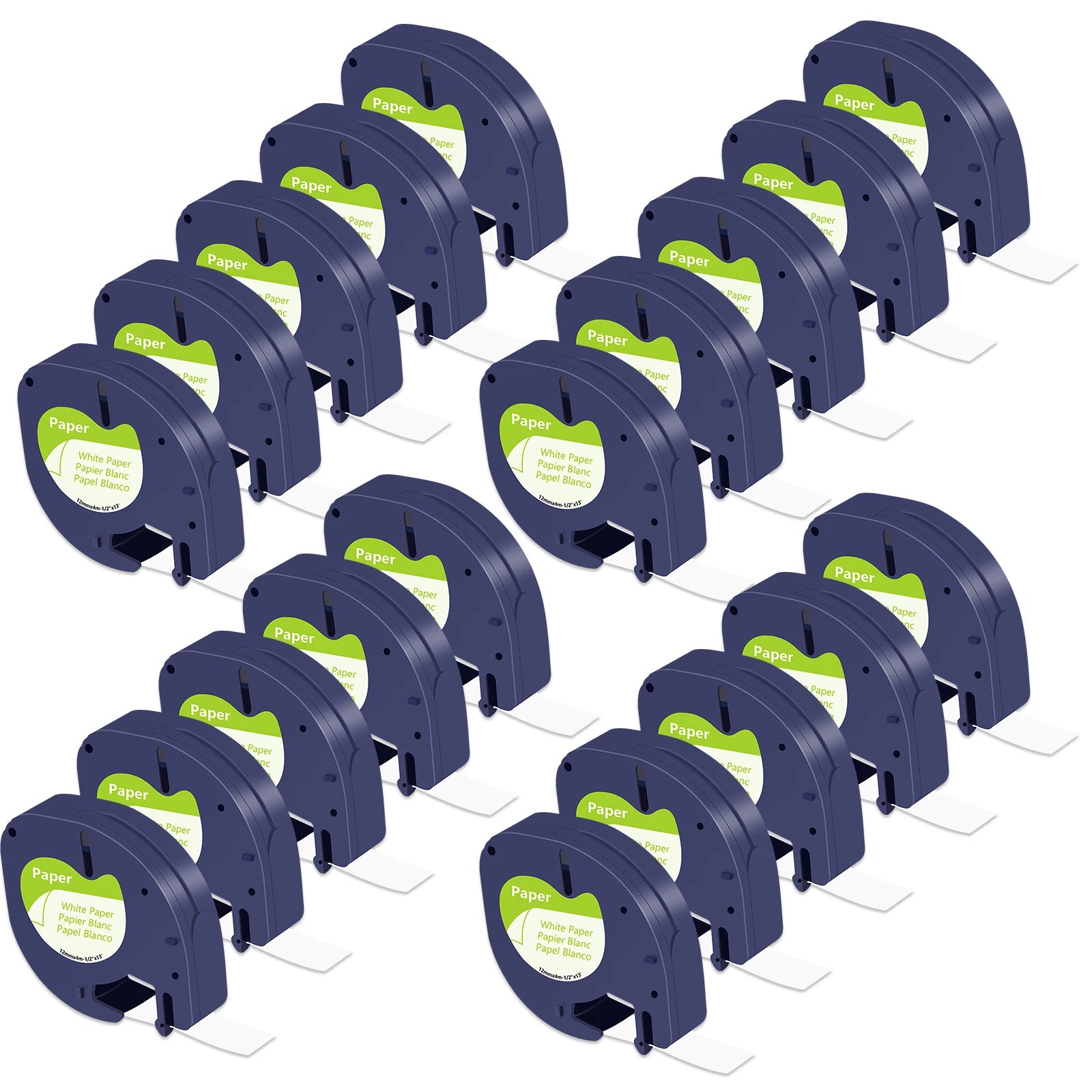 20-Pack Black-on-White Label Tape – Compatible with Dymo LetraTag (e.g., A91330, A91220, A59421) for LT100T, QX50 & More