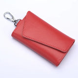 Genuine Leather Keychain Organizer – Unisex Car Key Wallet & Mini Card Holder Pouch