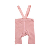 Infant Solid Color Suspender Tights – High Waist Knitted Leggings for Baby Boys & Girls, Stylish Toddler Outfit
