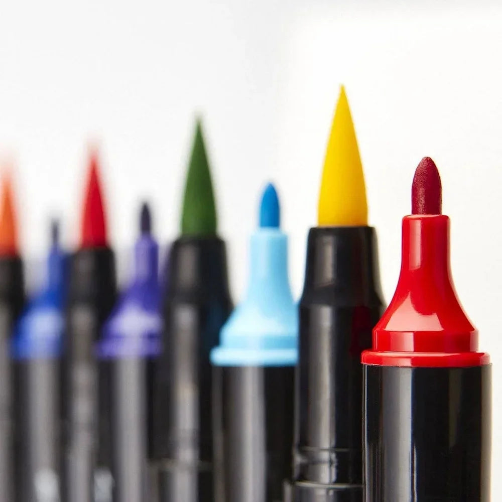 Pro Twin Tip Brush Pens Set – 24 Vibrant Water-Based Colors for Lettering, Sketching & Illustration