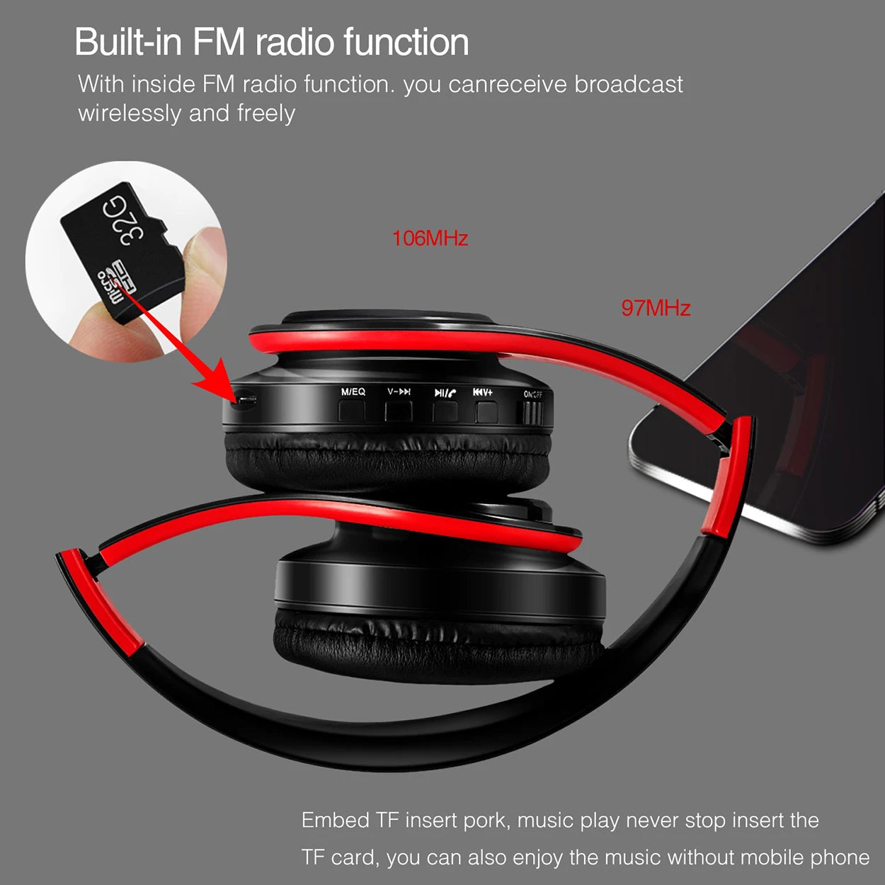 “2025 Upgraded Wireless Bluetooth Headphones – Over-Ear Stereo Headset with Mic for Music, Sports, Smartphone, TV & PC”