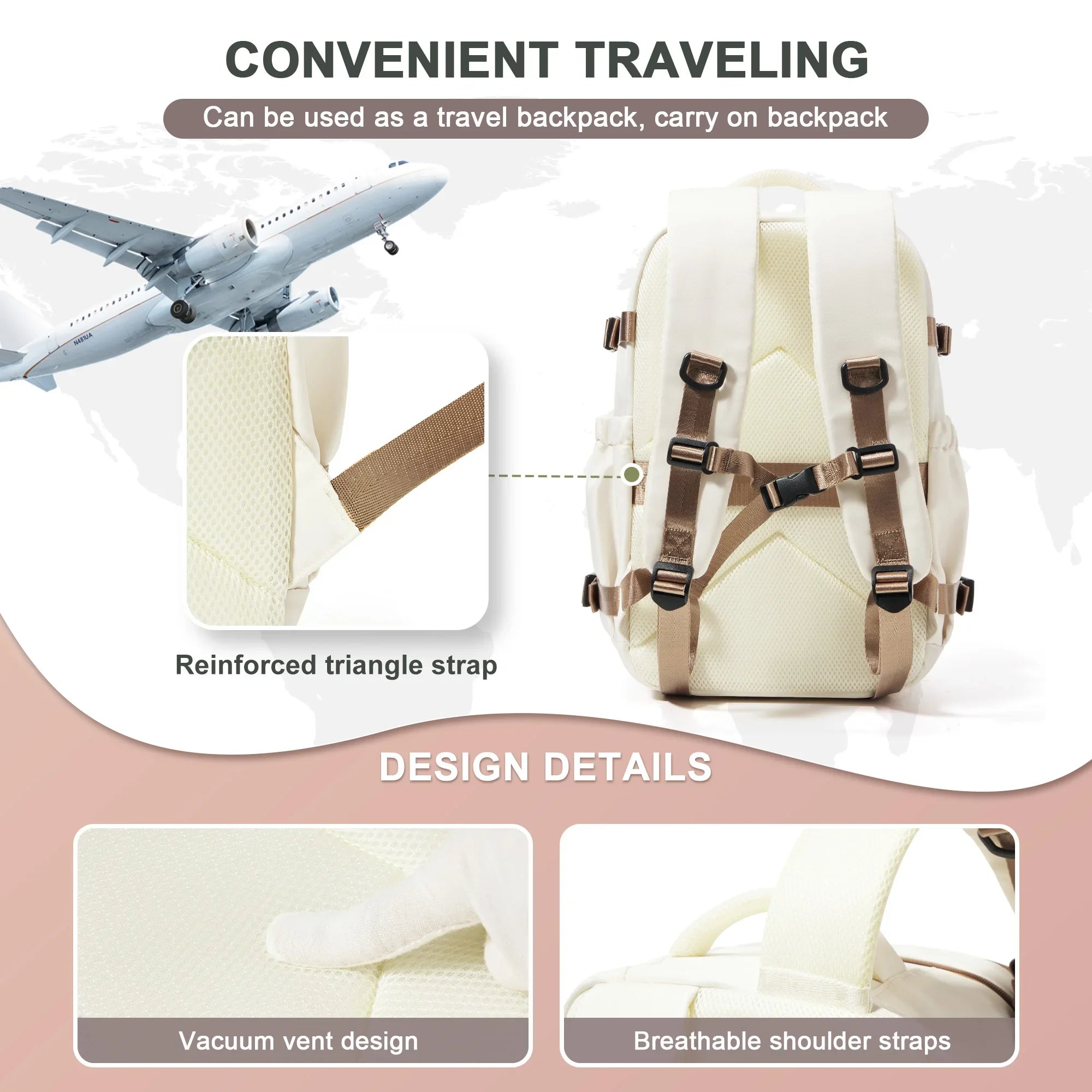 Cabin Travel Backpack – 40×30×20 cm Carry-On, Fits 15.6″ Laptop, Airline-Compliant