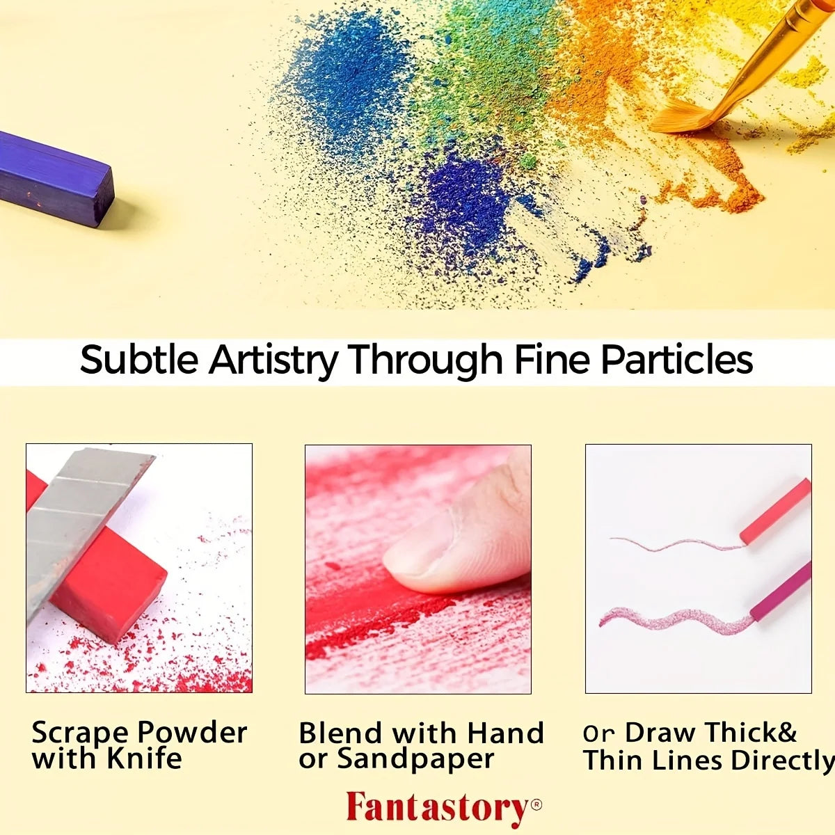 Fantastory 72-Color Soft Pastels Set – Long, Non-Toxic Chalk Pastels for Art & Drawing 🎨🖌️