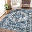 8x10 Washable Vintage Medallion Area Rug – Soft Low-Pile Non-Slip Accent Carpet for Living Room & Bedroom